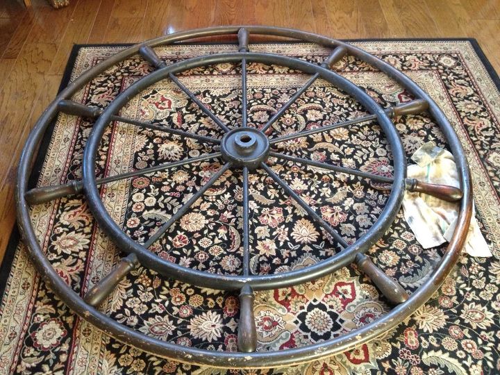 1800 s antique ferry boat ships wheel restoration, repurposing upcycling, Antique Ships wheel weighs well over 150 lbs