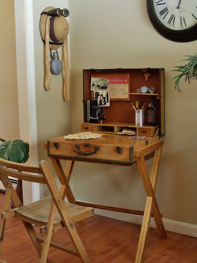 extreme upcycle the suitcase desk, painted furniture, repurposing upcycling, The Hemingway Desk