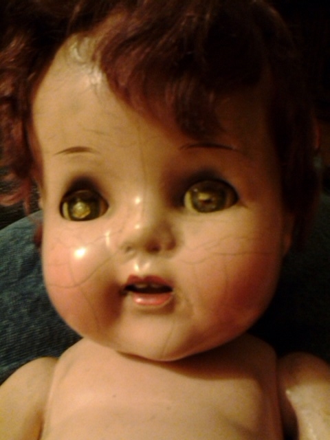 what are these worth, repurposing upcycling, This doll 1 is some sort off hard material Could be bake a lite not sure it s limbs and neck oscillate by means of rope and metal eye hooks within its body It s eyes shut when laid down If I had to guess this doll could be 75 years old or more