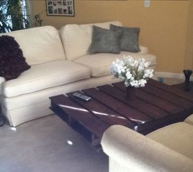 pallet coffee table be proud of what you accomplish, diy, home decor, living room ideas, painted furniture, pallet, repurposing upcycling, Temporary floral