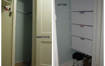 We just finished building 4 drawers into one side of our entryway closet!