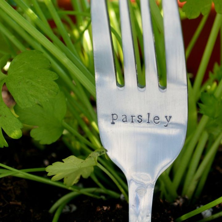 stamped spoon and fork garden markers, crafts, gardening, repurposing upcycling