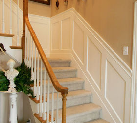 my stairwell with painted scallops and new wainscoting, painting, woodworking projects, My stairwell new wainscoting