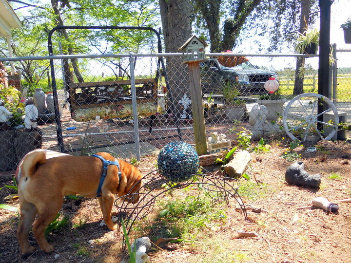 yard art, crafts, gardening, WoFat Checks out the new addition to his play area