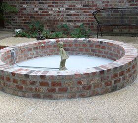 q need suggestions for the height of a centerpiece for a round brick patio fountain, outdoor living, patio, ponds water features