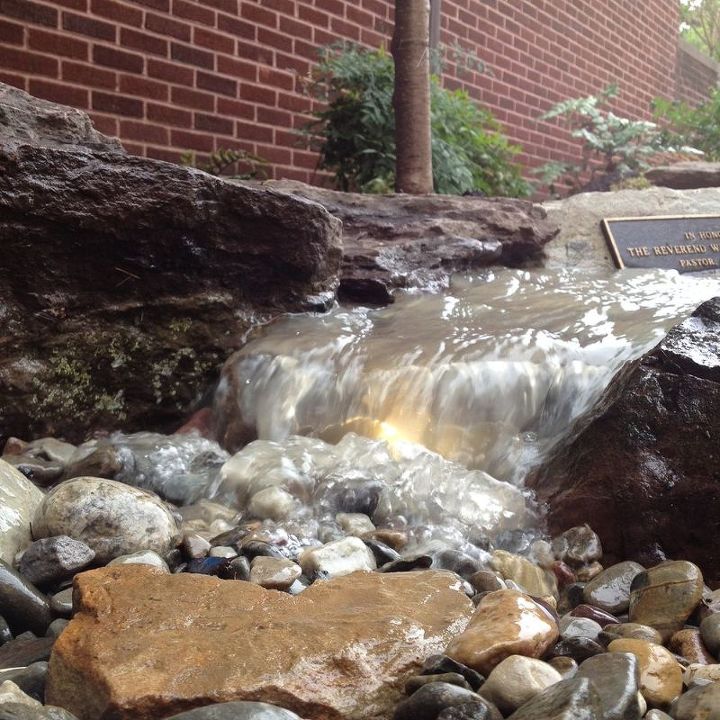 pondless waterfall memorial build, landscape, ponds water features