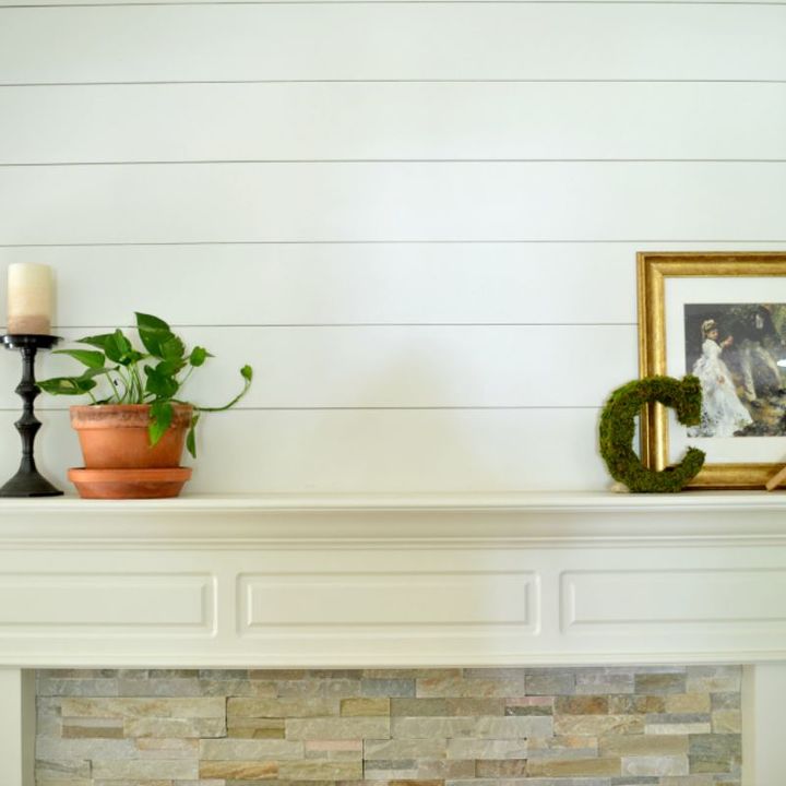 fireplace makeover plank wall tutorial, fireplaces mantels, wall decor, woodworking projects