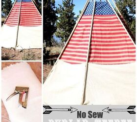 patriotic no sew outdoor burlap teepee, diy, how to, outdoor living