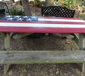 patriotic picnic table for independence day barbecue, diy, painted furniture, pallet, patriotic decor ideas, seasonal holiday decor