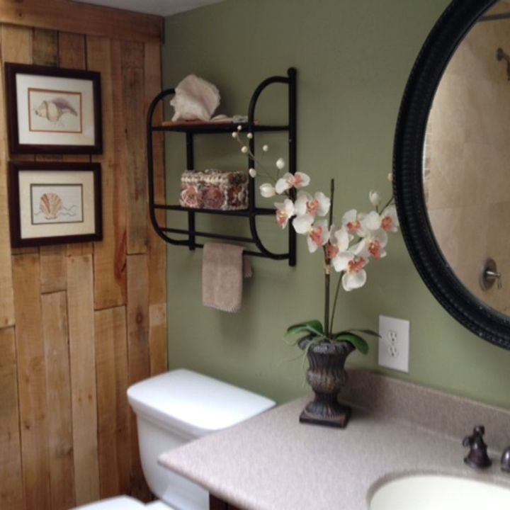 bathroom wall makeover from pallets, bathroom ideas, pallet, repurposing upcycling, small bathroom ideas, wall decor