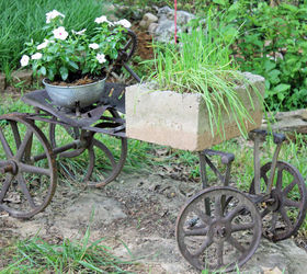 steampunk yard art, container gardening, flowers, gardening, repurposing upcycling