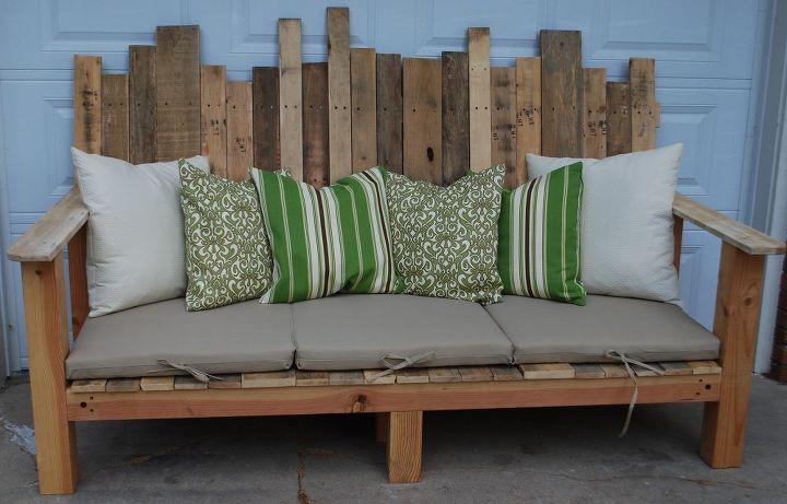 outdoor sofa made from pallet wood, diy, outdoor living, pallet, Pallet Sofa at