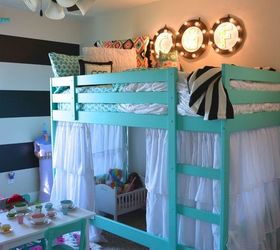 ikea bunk bed hack, bedroom ideas, painted furniture, reupholster