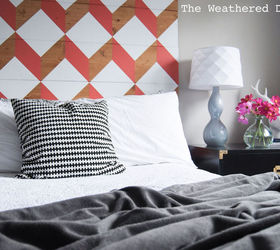 diy headboard uo knock off wood budget, bedroom ideas, diy, how to, repurposing upcycling, woodworking projects, The Weathered Door Coral Geometric Headboard