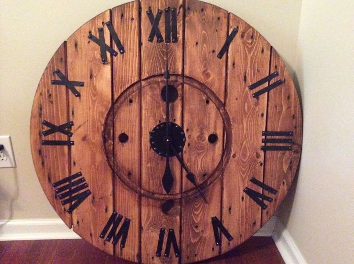 Wire Spool Clock DIY Large Wall Clock From A Cable Spool | Hometalk