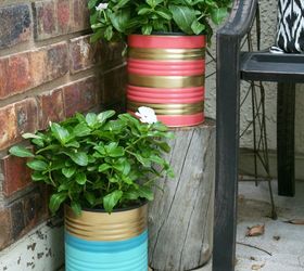 pretty painted tin can planters, container gardening, crafts, diy, gardening, repurposing upcycling