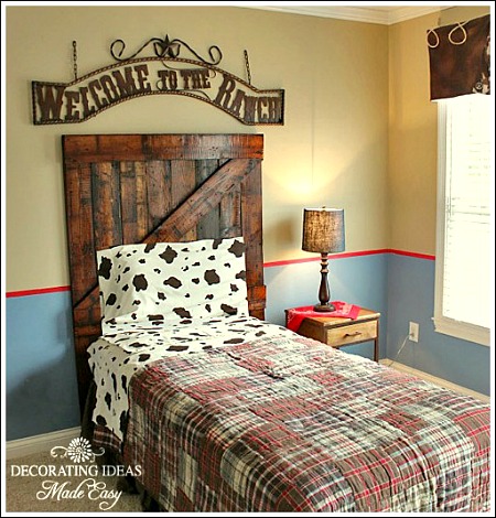 diy headboard made from old wood, bedroom ideas, home decor, repurposing upcycling, woodworking projects, Now ain t that just a cute little headboard for my little cowpoke friend Easy tutorial