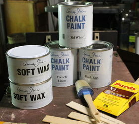 trying annie sloan chalk paint for the first time, chalk paint, painted furniture, This is what I bought Duck Egg Blue French Linen and Old White clear wax and dark wax a waxing brush and a Purdy paint brush