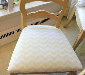 stenciled dining room chair makeover, painted furniture, reupholster
