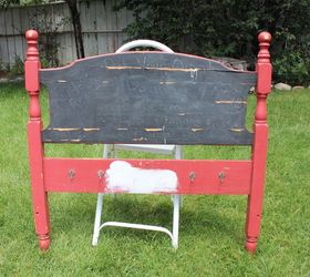 painted headboard sign with planters, container gardening, diy, gardening, outdoor furniture, repurposing upcycling