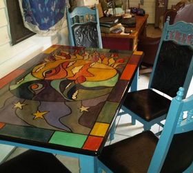 painted glass dining table