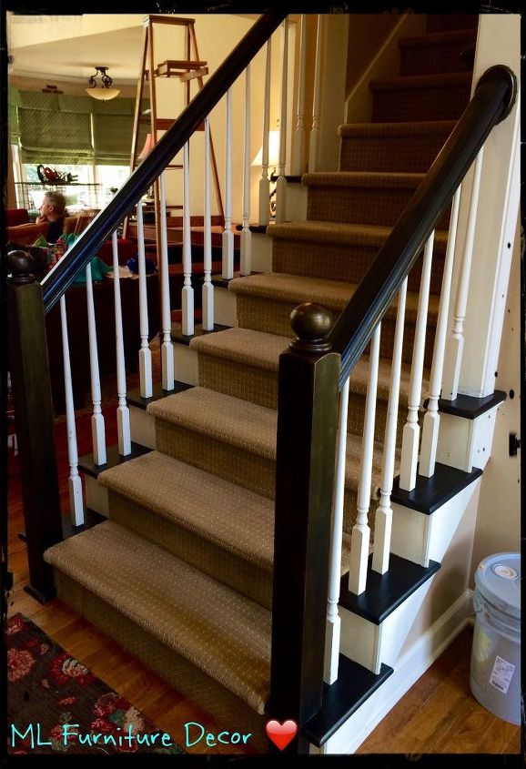 refinishing staircase banisters a complete makeover, home improvement, stairs, Without the tapes now
