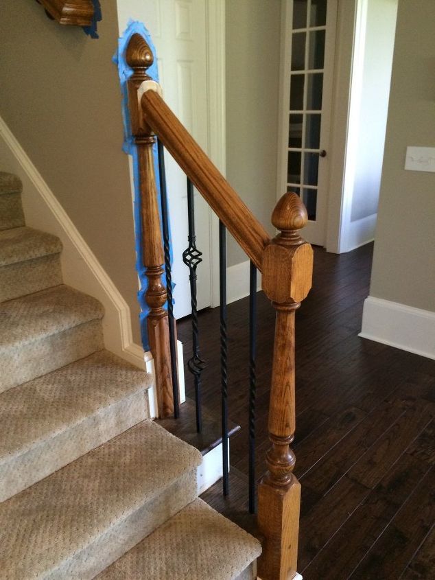 refinishing staircase banisters a complete makeover, home improvement, stairs, How about this Before After