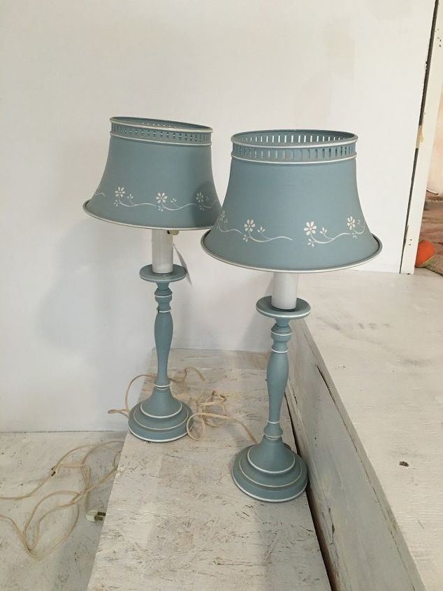 cosmetic surgery for dated buffet lamps, lighting, painted furniture, Before Old fashioned dull metal lamps
