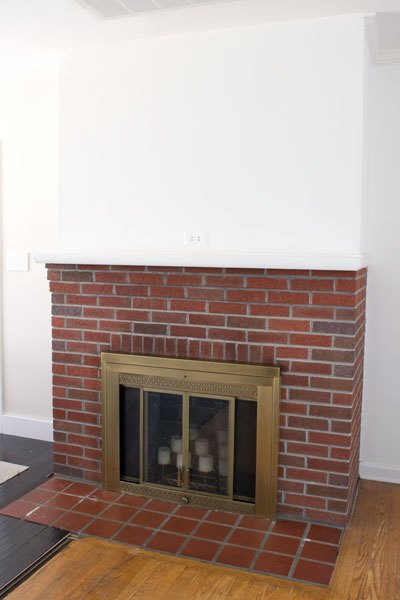 painting our red brick fireplace white, diy, fireplaces mantels, living room ideas, painting