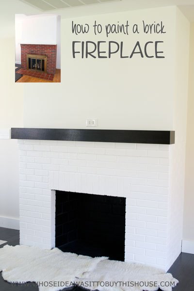 painting our red brick fireplace white, diy, fireplaces mantels, living room ideas, painting