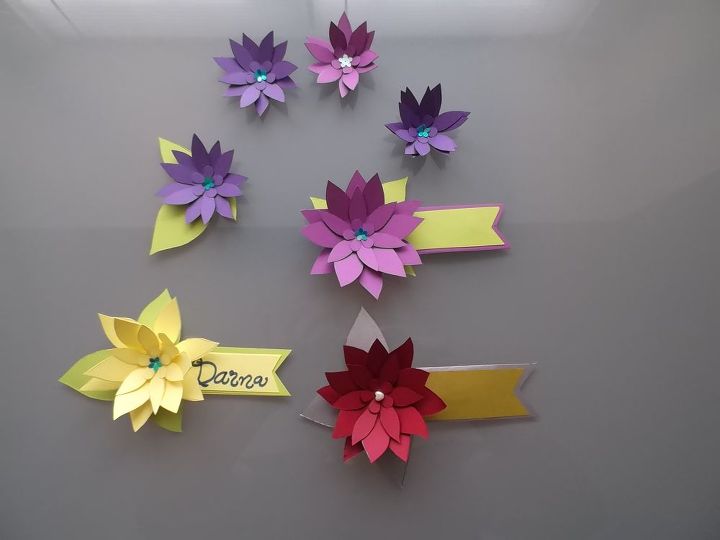 paper flower place cards, crafts