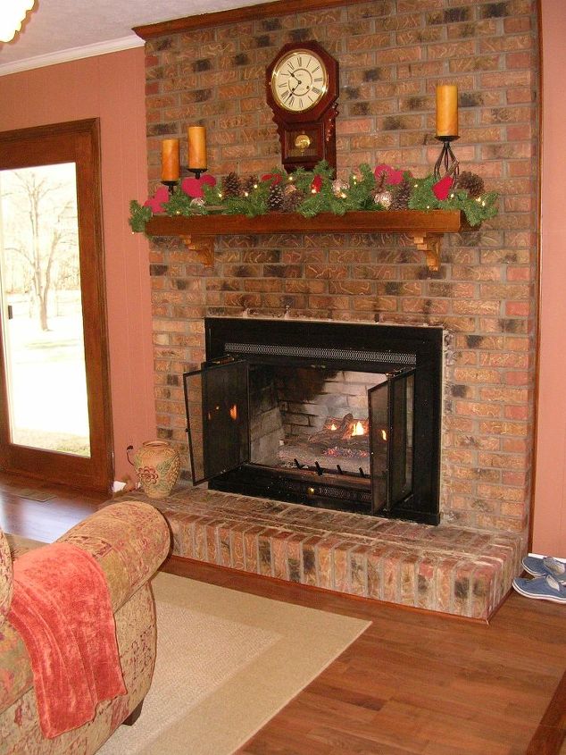 painted brick fireplace farmhouse inspiration, chalk paint, fireplaces mantels, painted furniture