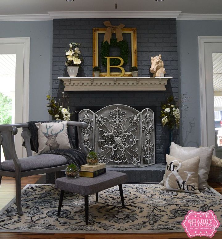 painted brick fireplace farmhouse inspiration, chalk paint, fireplaces mantels, painted furniture