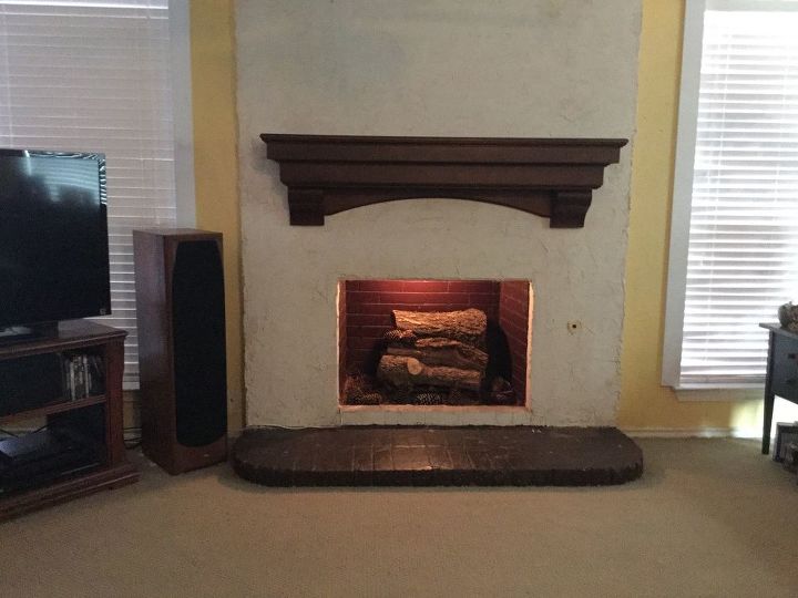 just installed new mantel, fireplaces mantels, View without fire screen