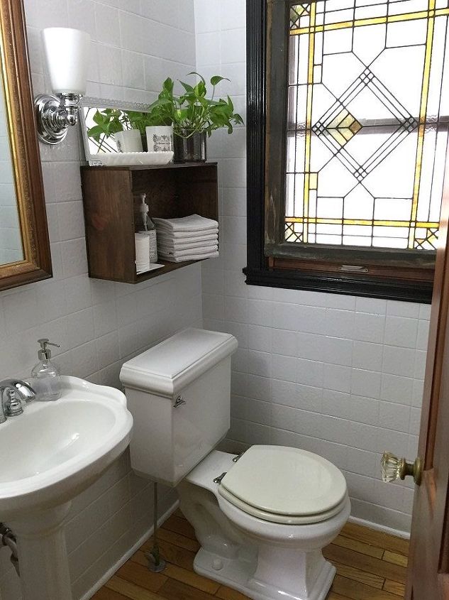 updating the powder room with painted tile, bathroom ideas, diy, tiling, wall decor