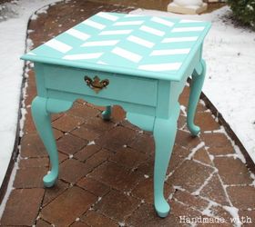 herringbone end table makeover, chalk paint, painted furniture