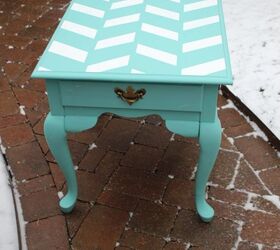 herringbone end table makeover, chalk paint, painted furniture