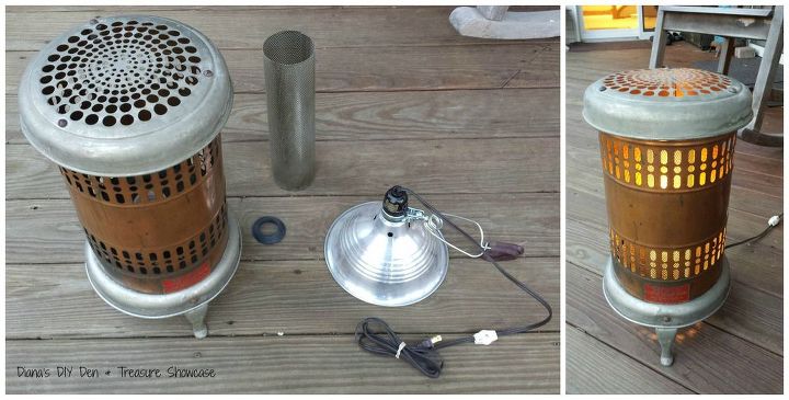 vintage electric heater lamp, diy, home decor, lighting, repurposing upcycling