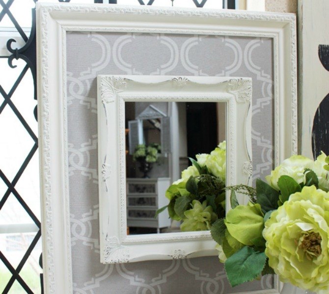 s 23 awesome things you didn t know you could do with old picture frames, crafts, repurposing upcycling, Add an elegant fabric frame to boring mirrors
