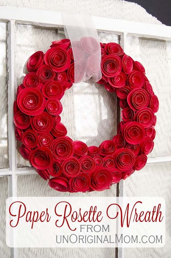 diy paper rosette wreath, crafts, seasonal holiday decor, valentines day ideas, wreaths