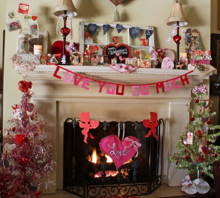 luv on the mantel, fireplaces mantels, seasonal holiday decor, valentines day ideas