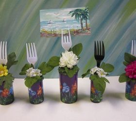 re purposed empty pill bottles craft table decoration, crafts, repurposing upcycling