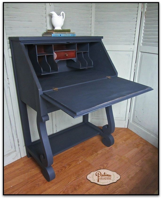empire desk in midnight blue it s my furniture and i ll paint iif i, chalk paint, painted furniture