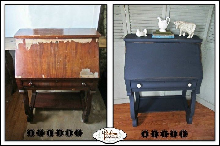 empire desk in midnight blue it s my furniture and i ll paint iif i, chalk paint, painted furniture