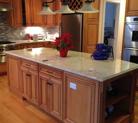 victoria s kitchen cabinet painting transformation, kitchen cabinets, kitchen design, kitchen island, painting, BEFORE ALL WOOD OMEGA CABINETRY