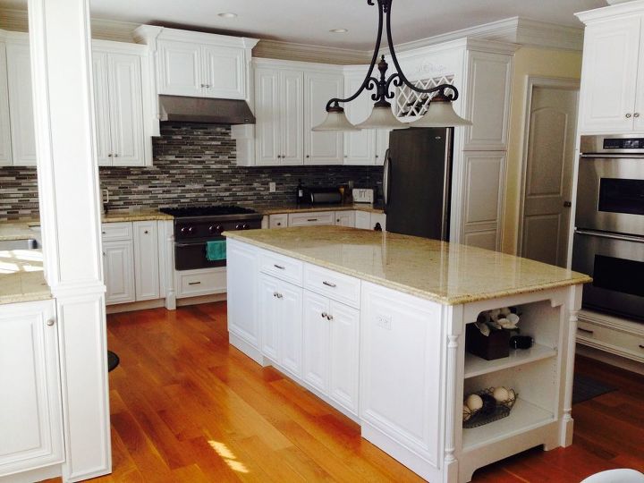 victoria s kitchen cabinet painting transformation, kitchen cabinets, kitchen design, kitchen island, painting, AFTER ALL WHITE