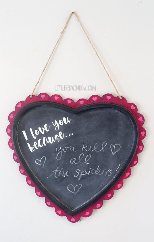 you won t believe what i did with this boring dollar spot chalkboard, crafts, seasonal holiday decor, valentines day ideas