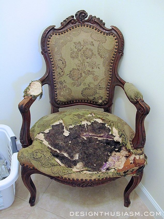 transforming a vintage french chair, painted furniture, reupholster