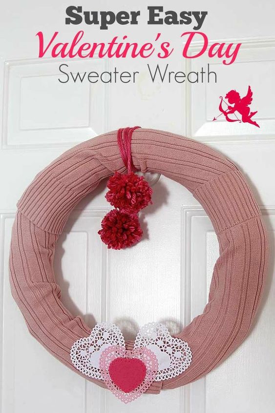 dressing up a valentine s day wreath with a sweater, crafts, repurposing upcycling, seasonal holiday decor, valentines day ideas, wreaths
