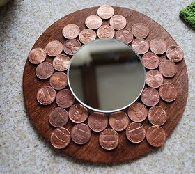 penny starburst mirror, crafts, repurposing upcycling, wall decor